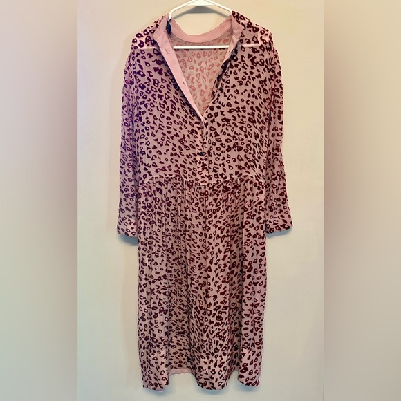Rag & Bone Pink Leopard Print Sheer Button Down Back Dress XS - Picture 5 of 6